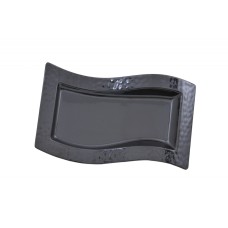 Travessa Ret Ondulada Melamina Preta - 38x24x3,7 cm